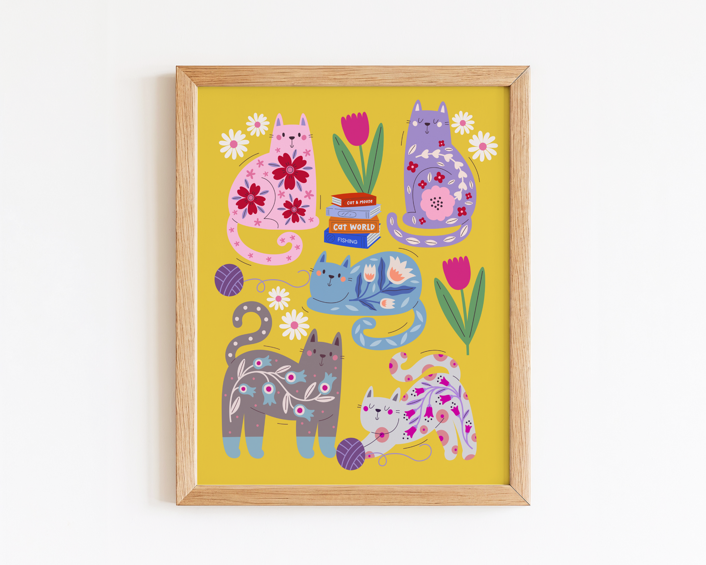 Floral Cat Poster Print