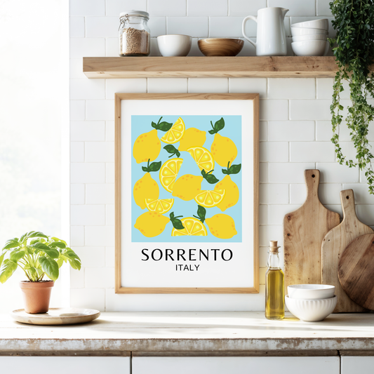 Sorrento Italy Lemons Print (Sky Blue)
