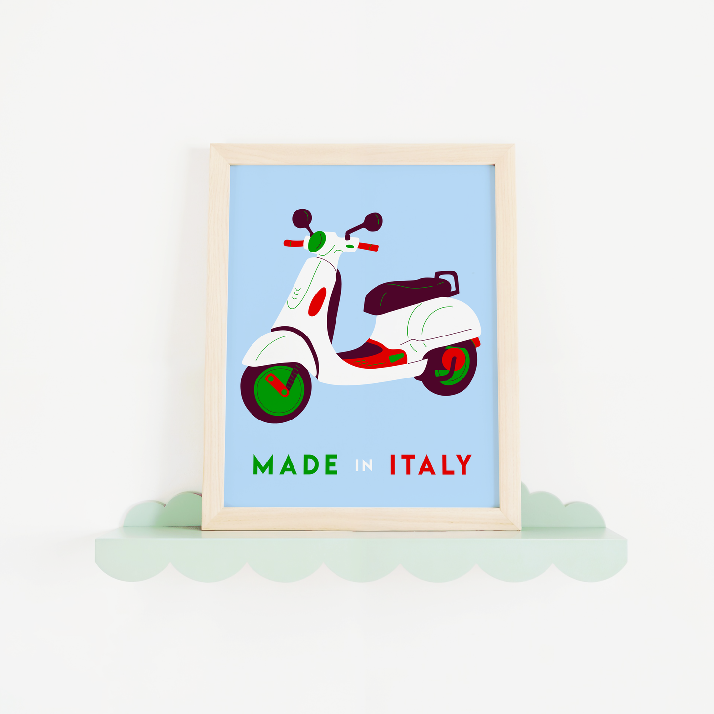 Vespa Made In Italy Poster Print (Blue)