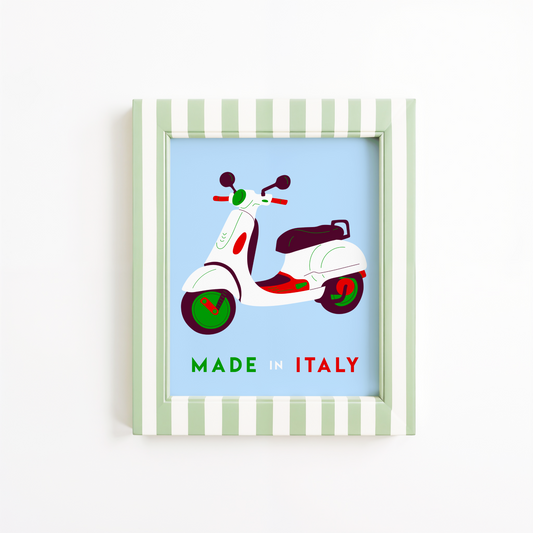Vespa Made In Italy Poster Print (Blue)
