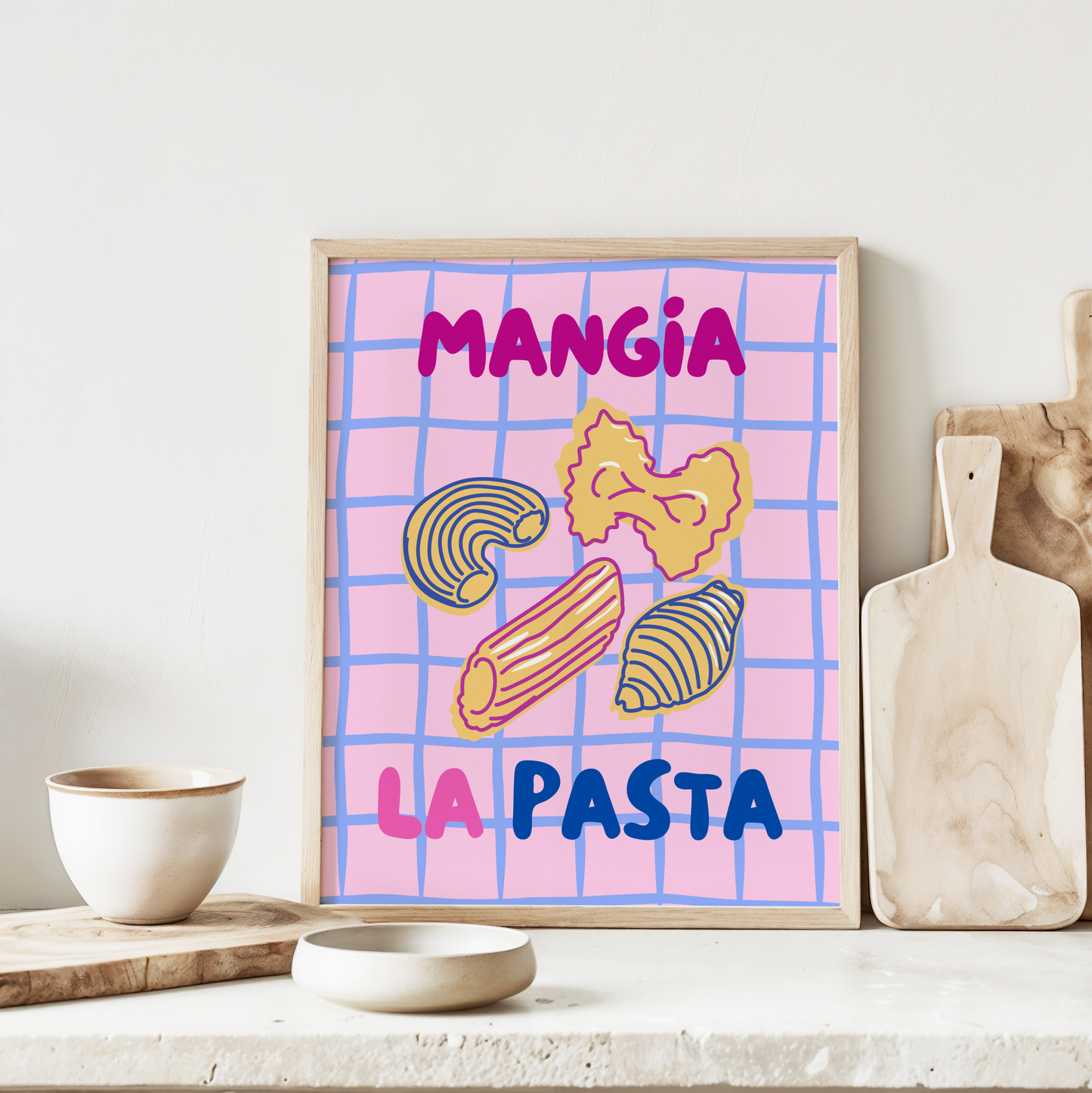 Mangia La Pasta Poster Print (Pink)