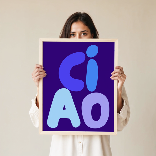 Ciao Blue Typography Poster Print