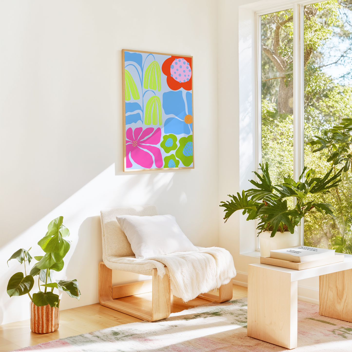 Bright Abstract Flowers Poster Print