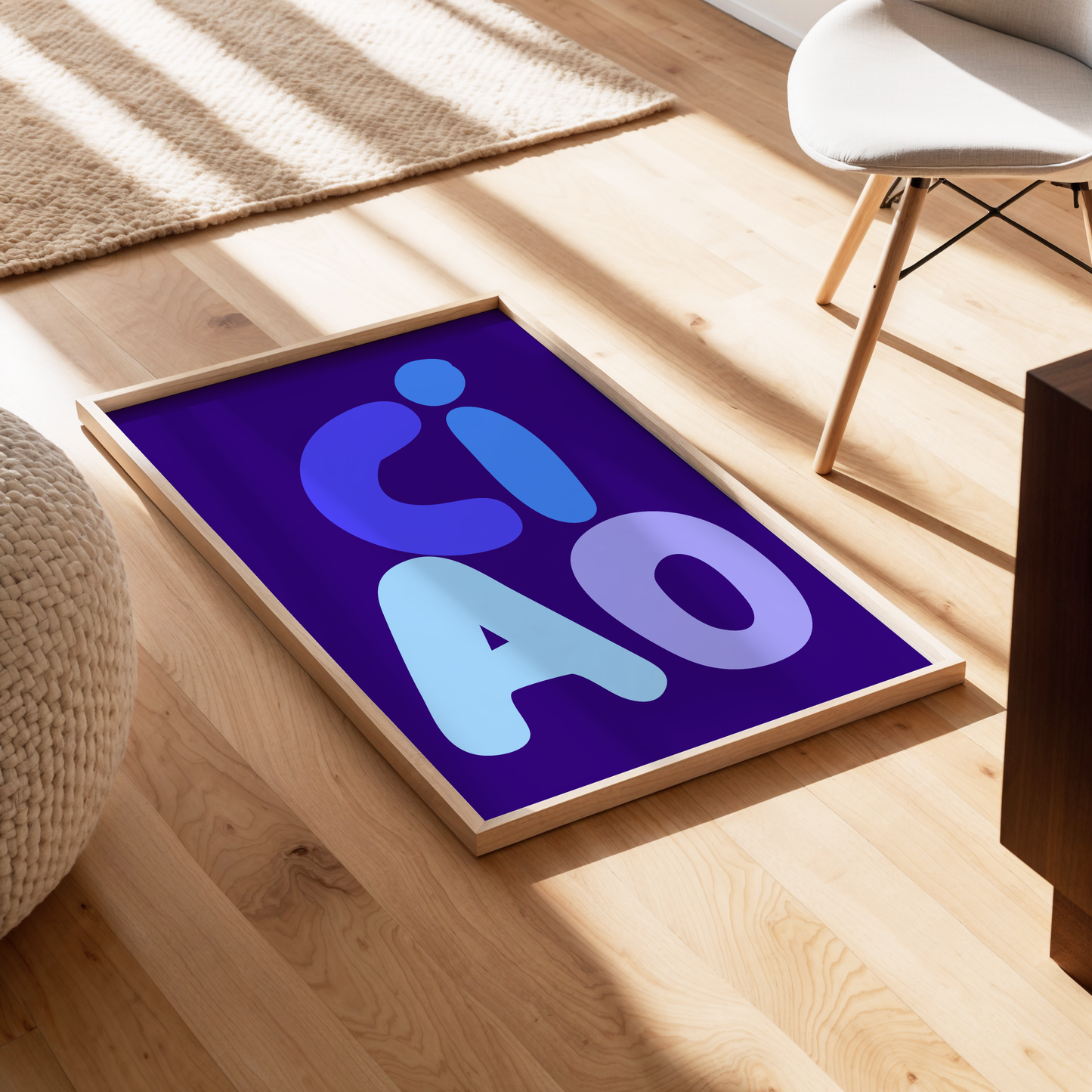 Ciao Blue Typography Poster Print