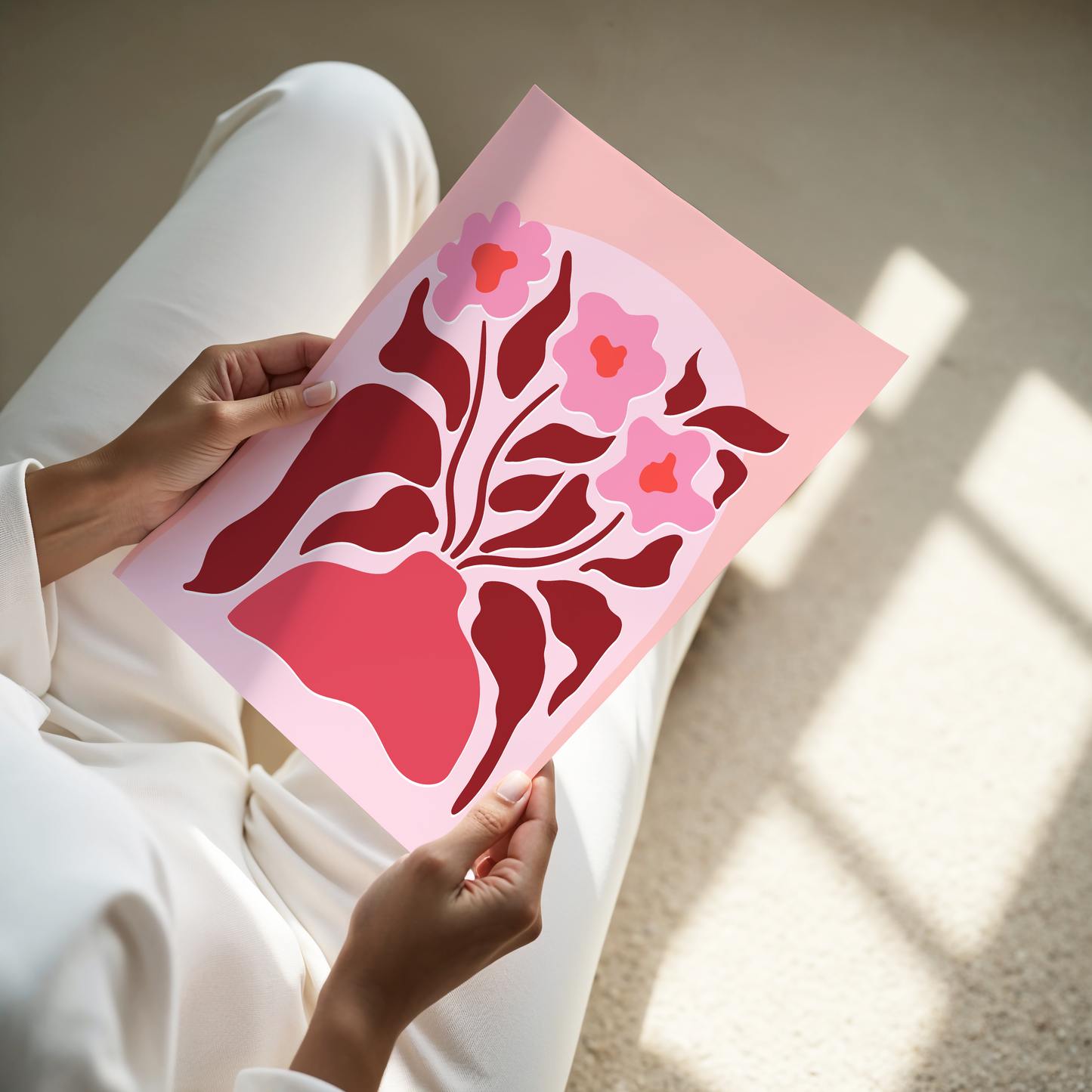 Abstract Vase and Flowers Print