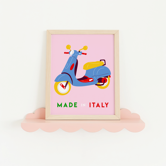 Vespa Made In Italy Poster Print (Pink)