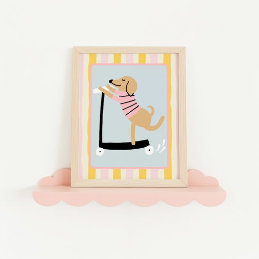 Dachshund on a Scooter Poster Print