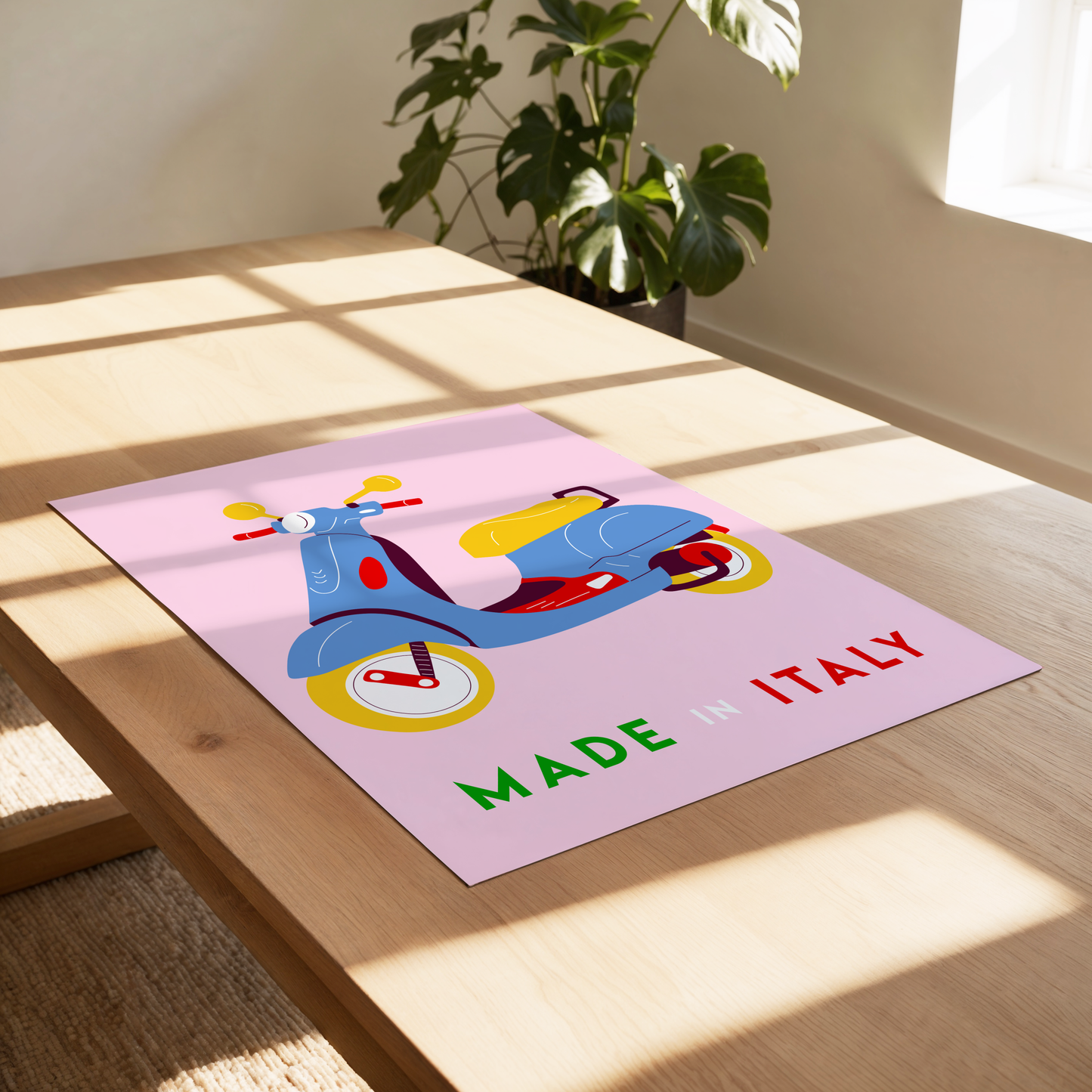Vespa Made In Italy Poster Print (Pink)