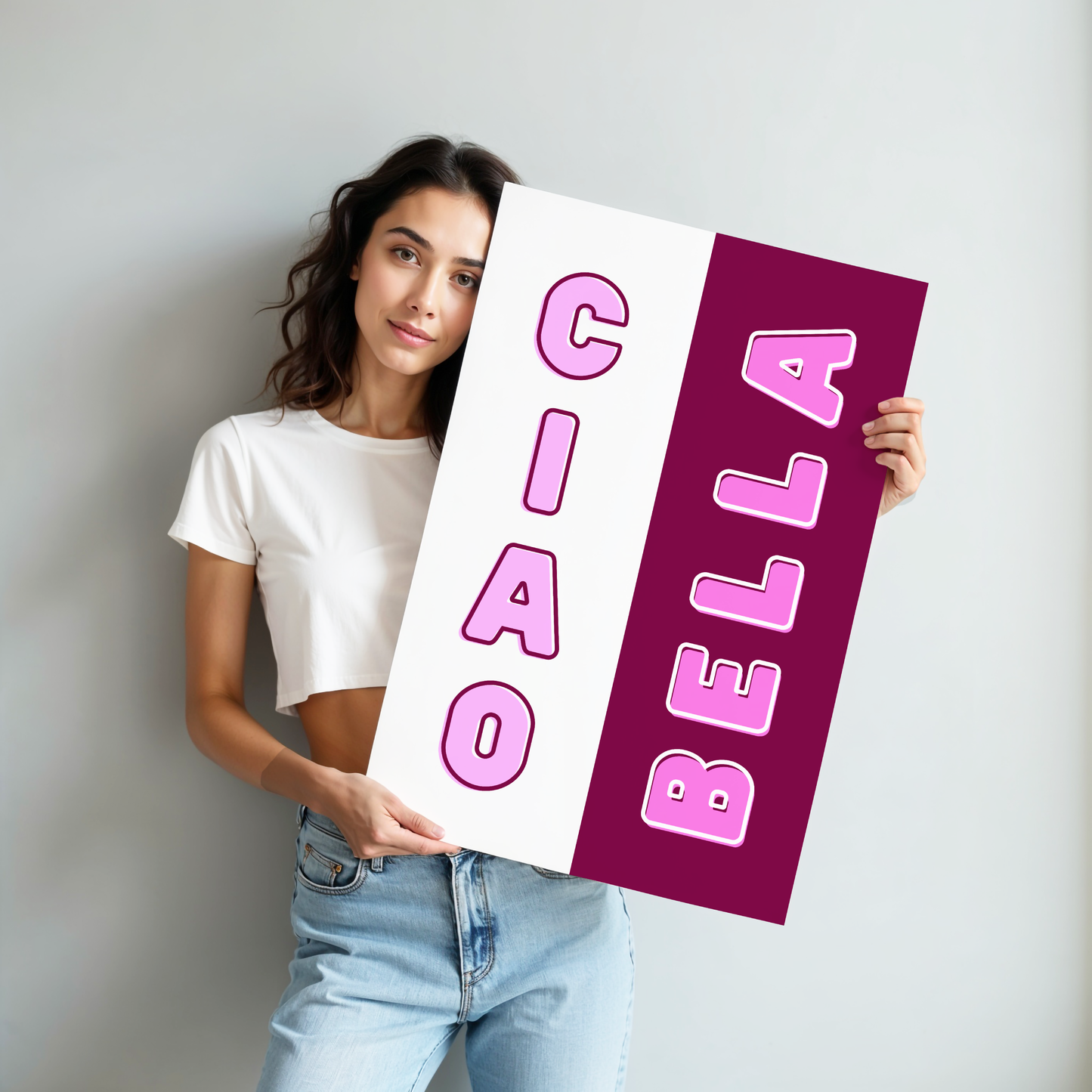 Ciao Bella Print (Merlot Pink and White)