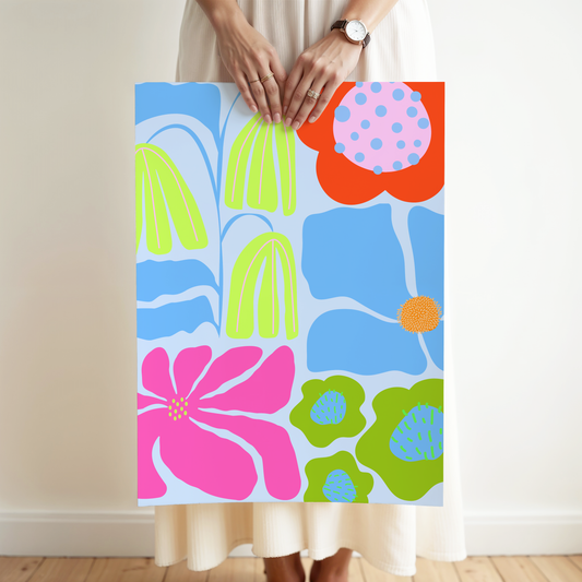 Bright Abstract Flowers Poster Print
