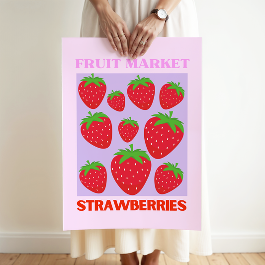 Fruit Market Strawberries Poster Print