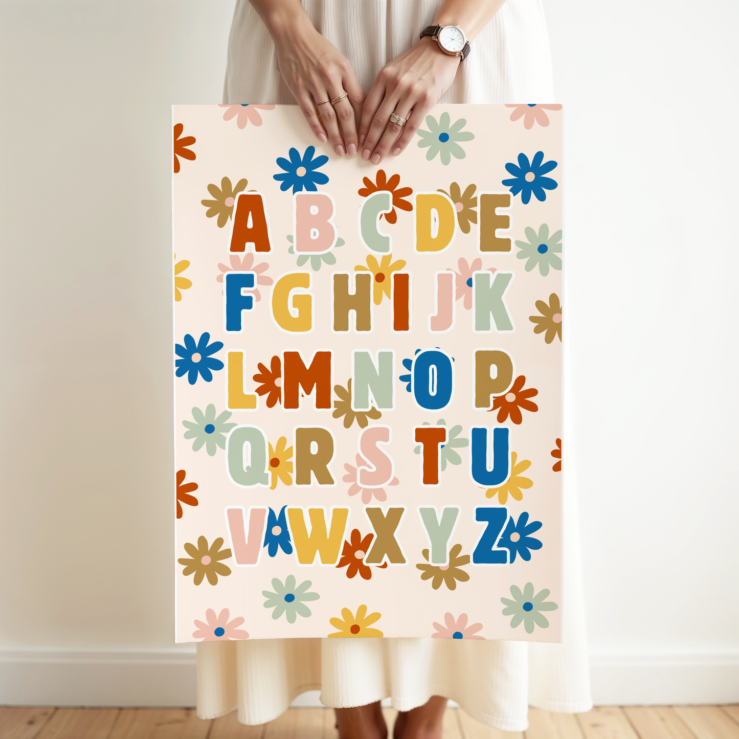 Alphabet ABC on Flowers Poster Print