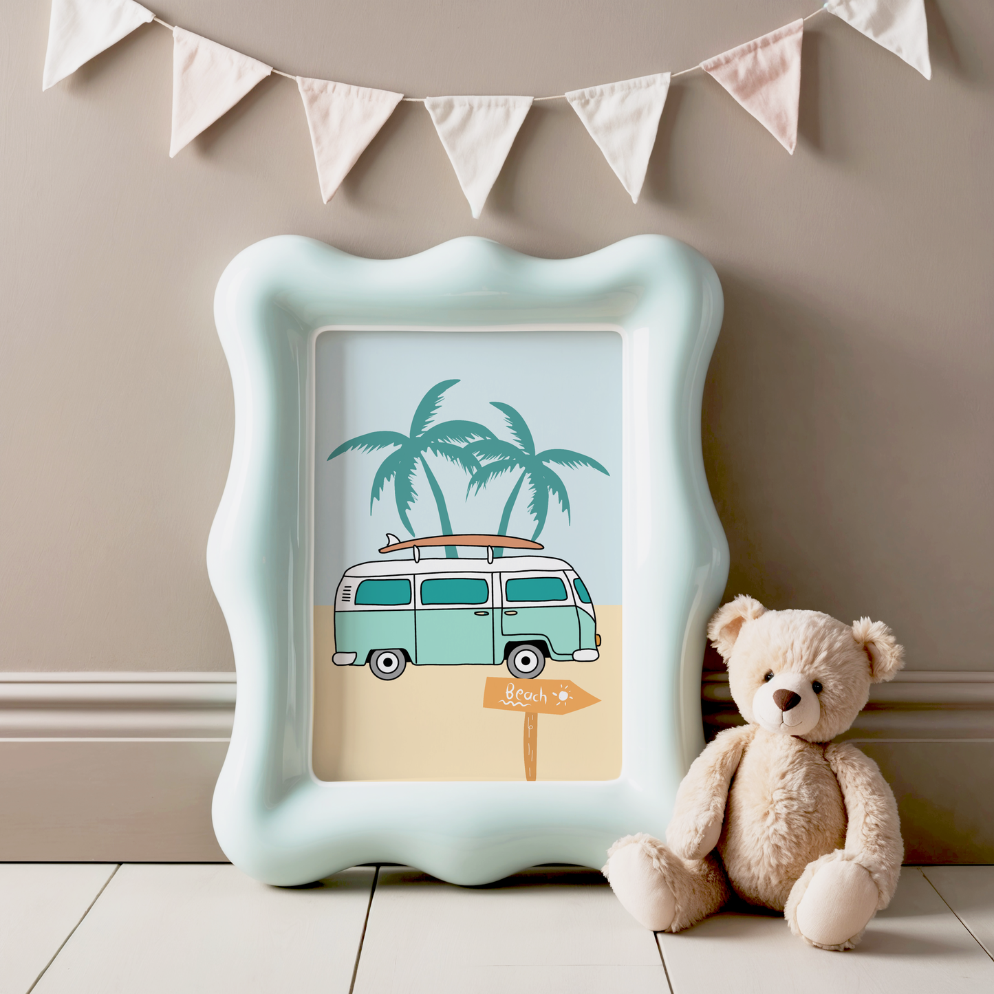 Kombi Van Beach Day Print