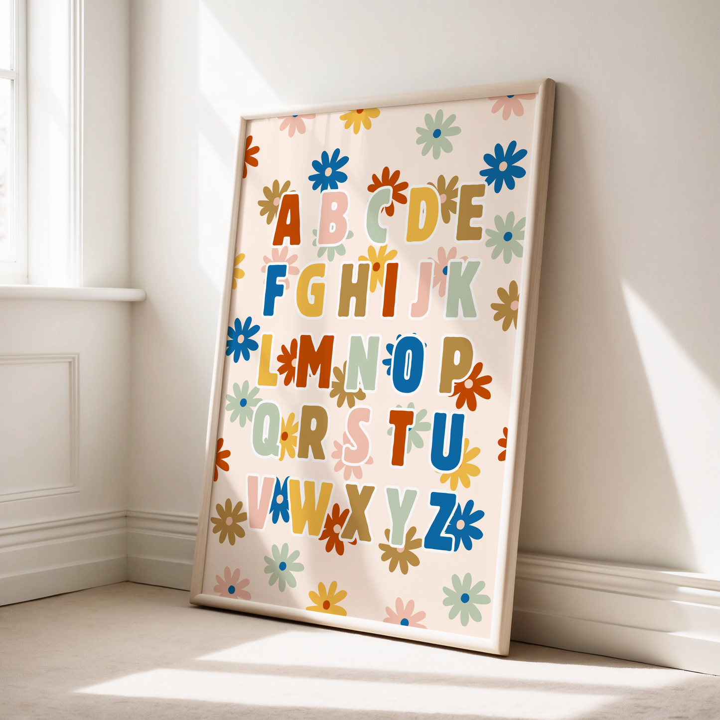 Alphabet ABC on Flowers Poster Print