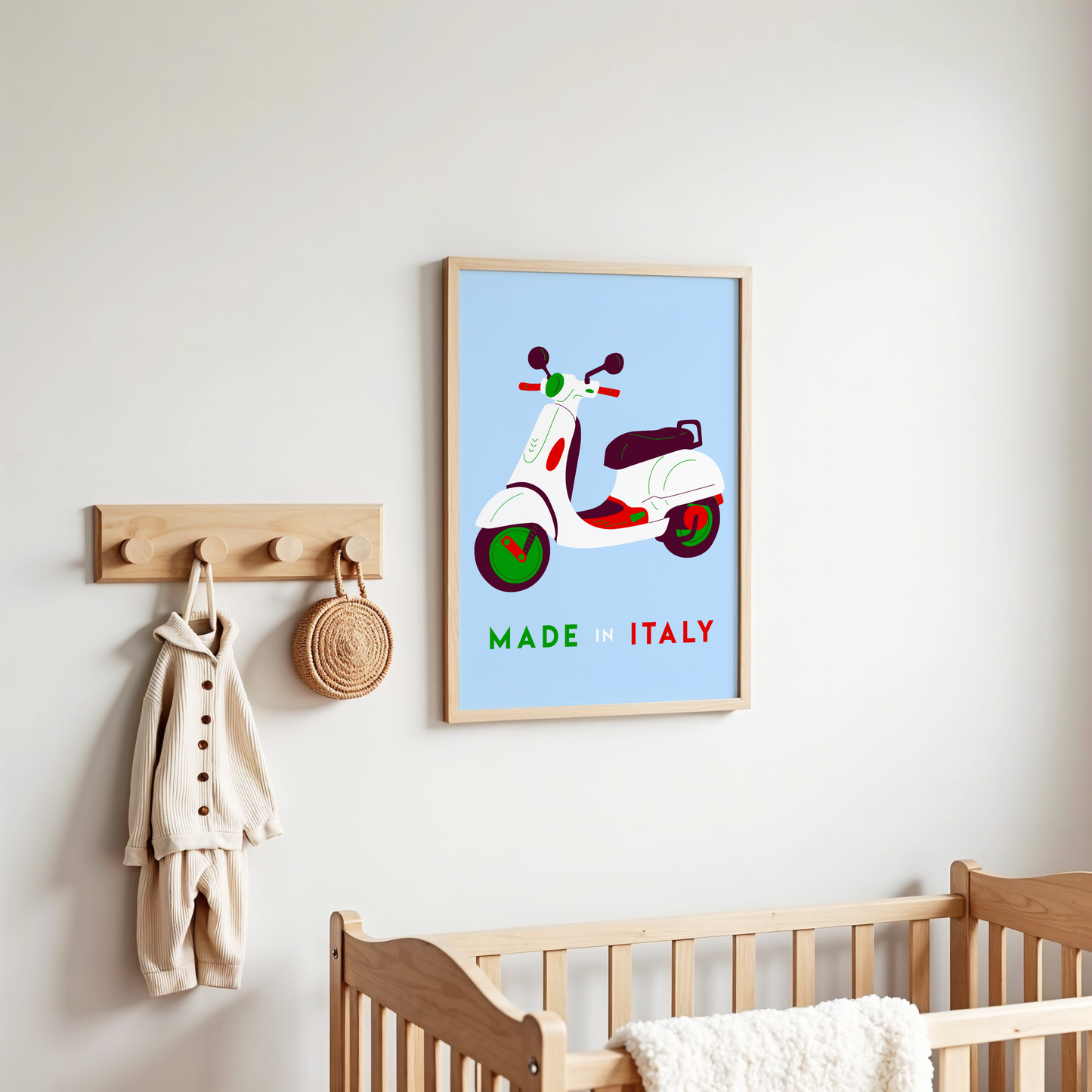 Vespa Made In Italy Poster Print (Blue)