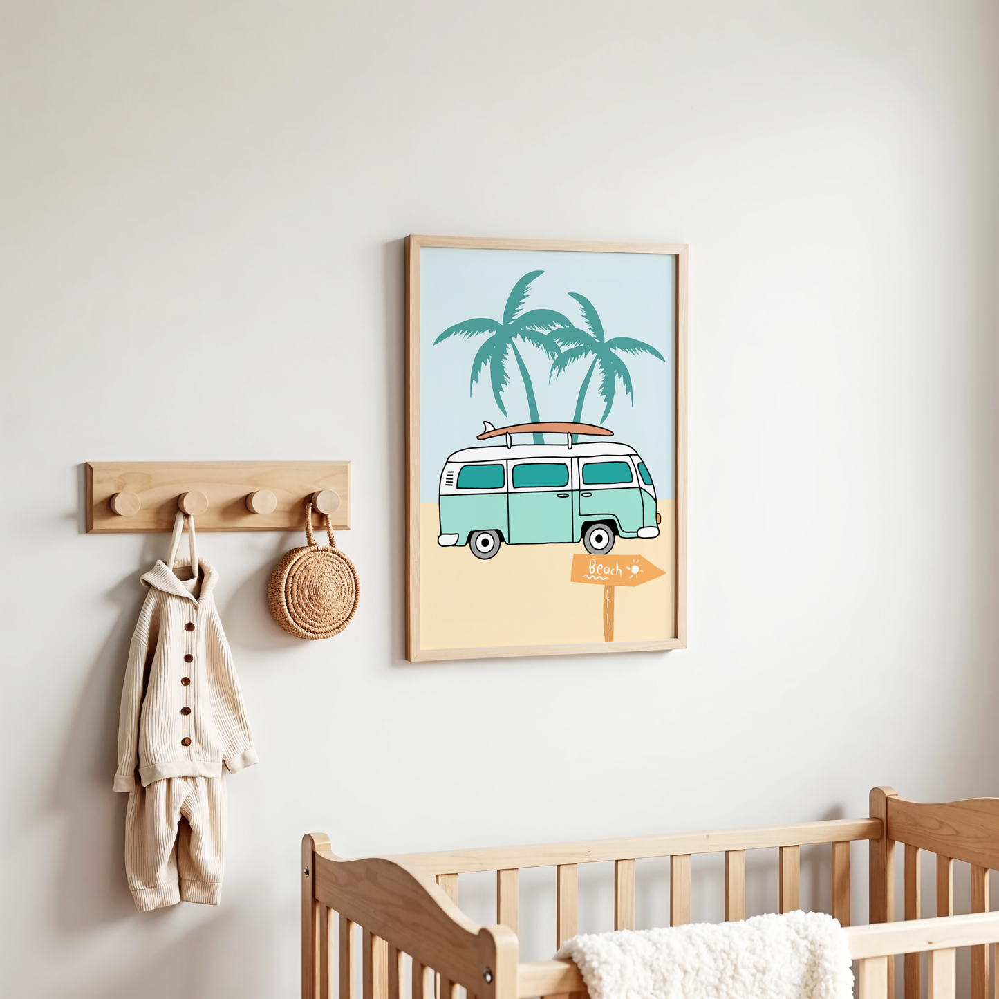 Kombi Van Beach Day Print