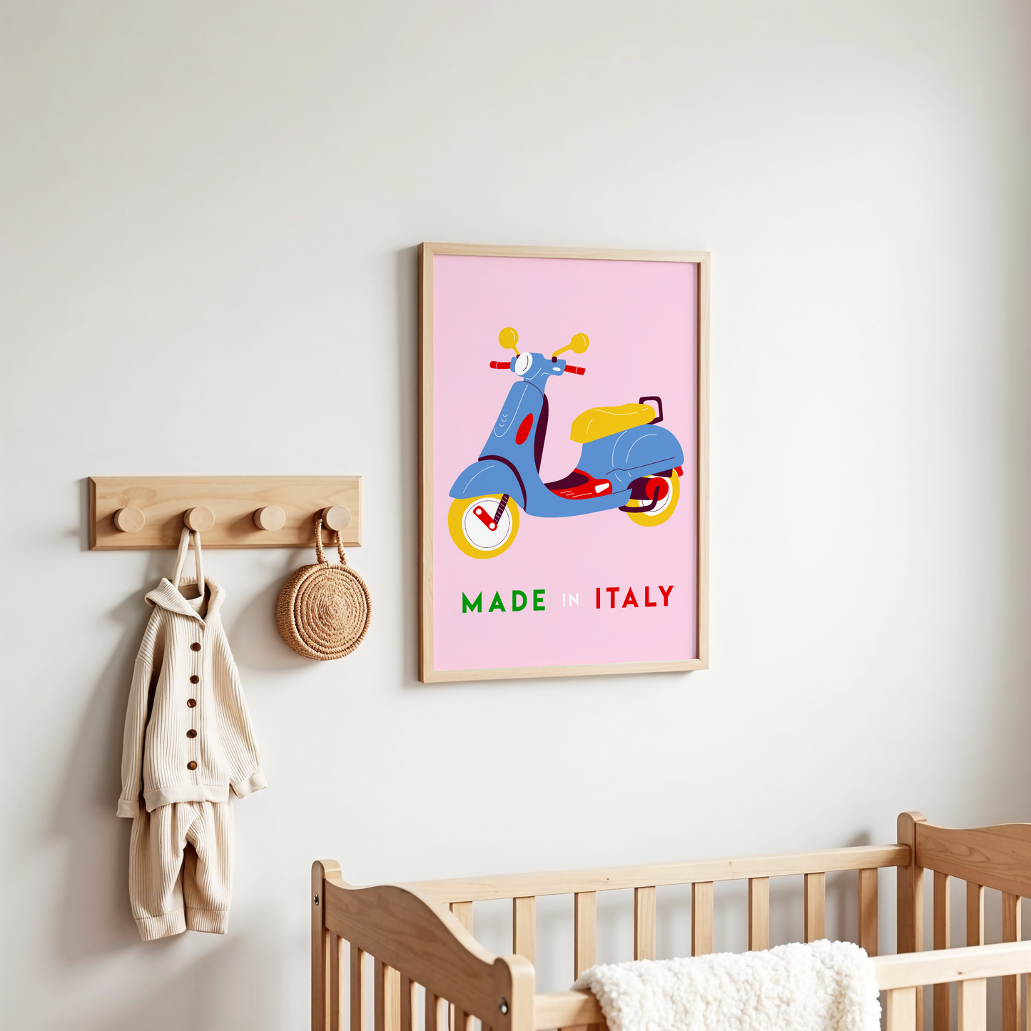 Vespa Made In Italy Poster Print (Pink)
