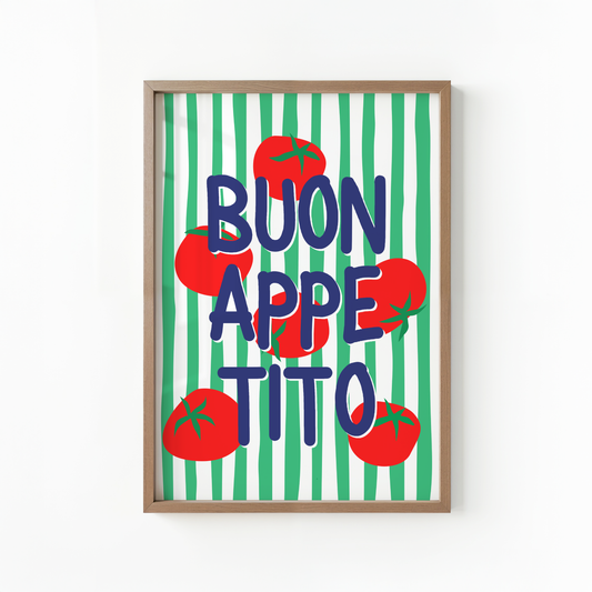 Buon Appetito Poster Print (Green and Navy Blue)