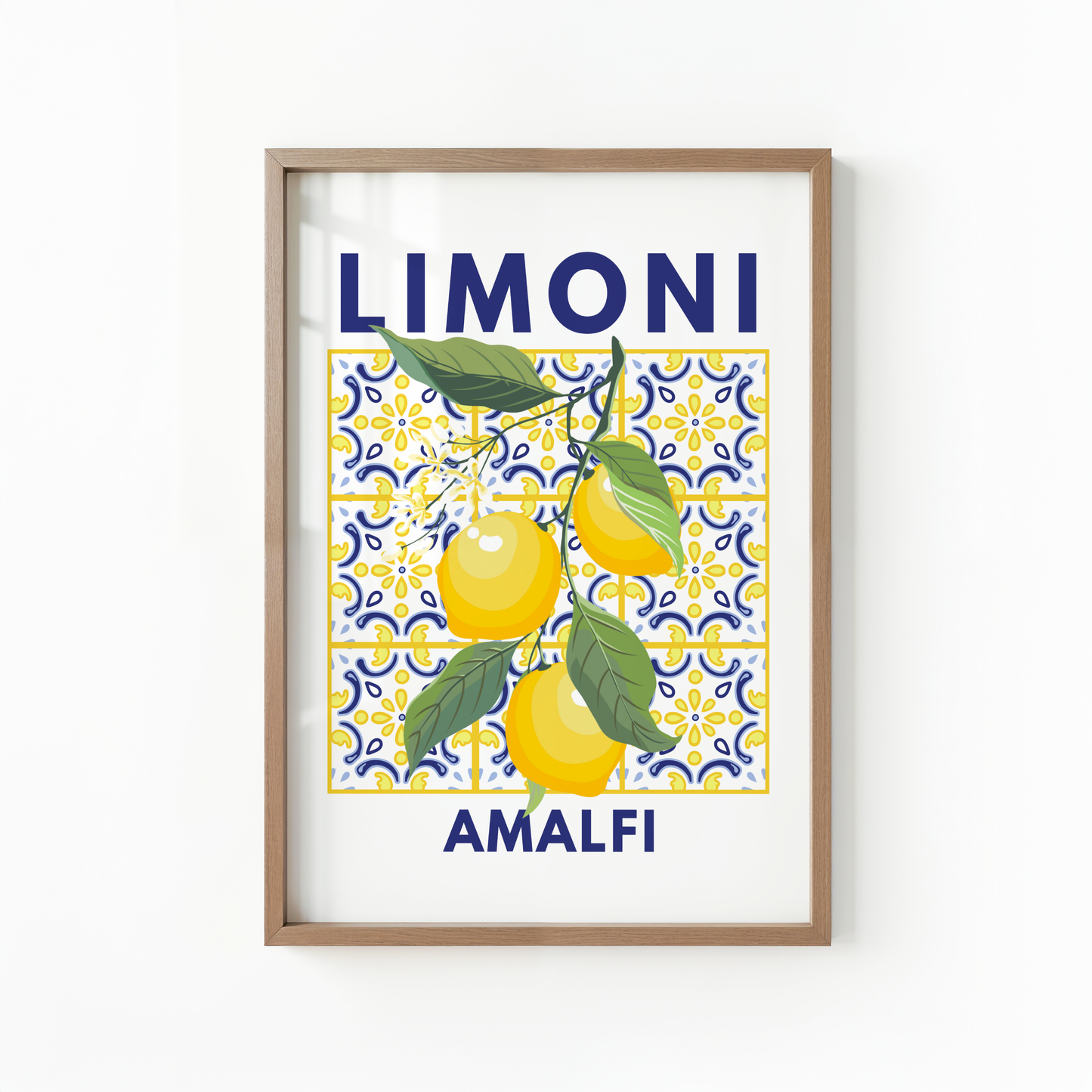 Limoni Amalfi Lemon Branch on Mosaic Tiles Poster Print