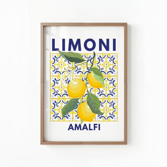 Limoni Amalfi Lemon Branch and Mosaic Tile Print