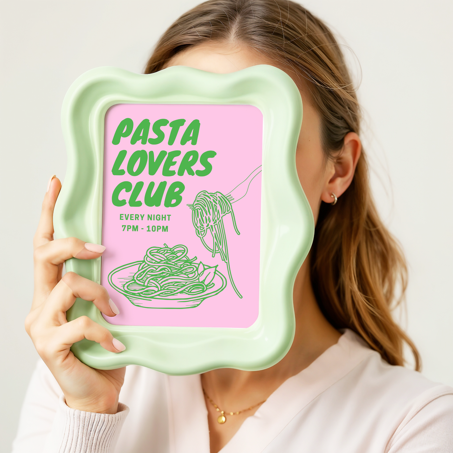 Pasta Lovers Club Print (Green and Pink)