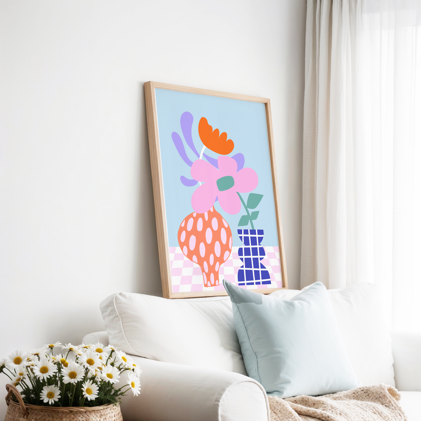 Abstract Vases and Flowers Poster Print