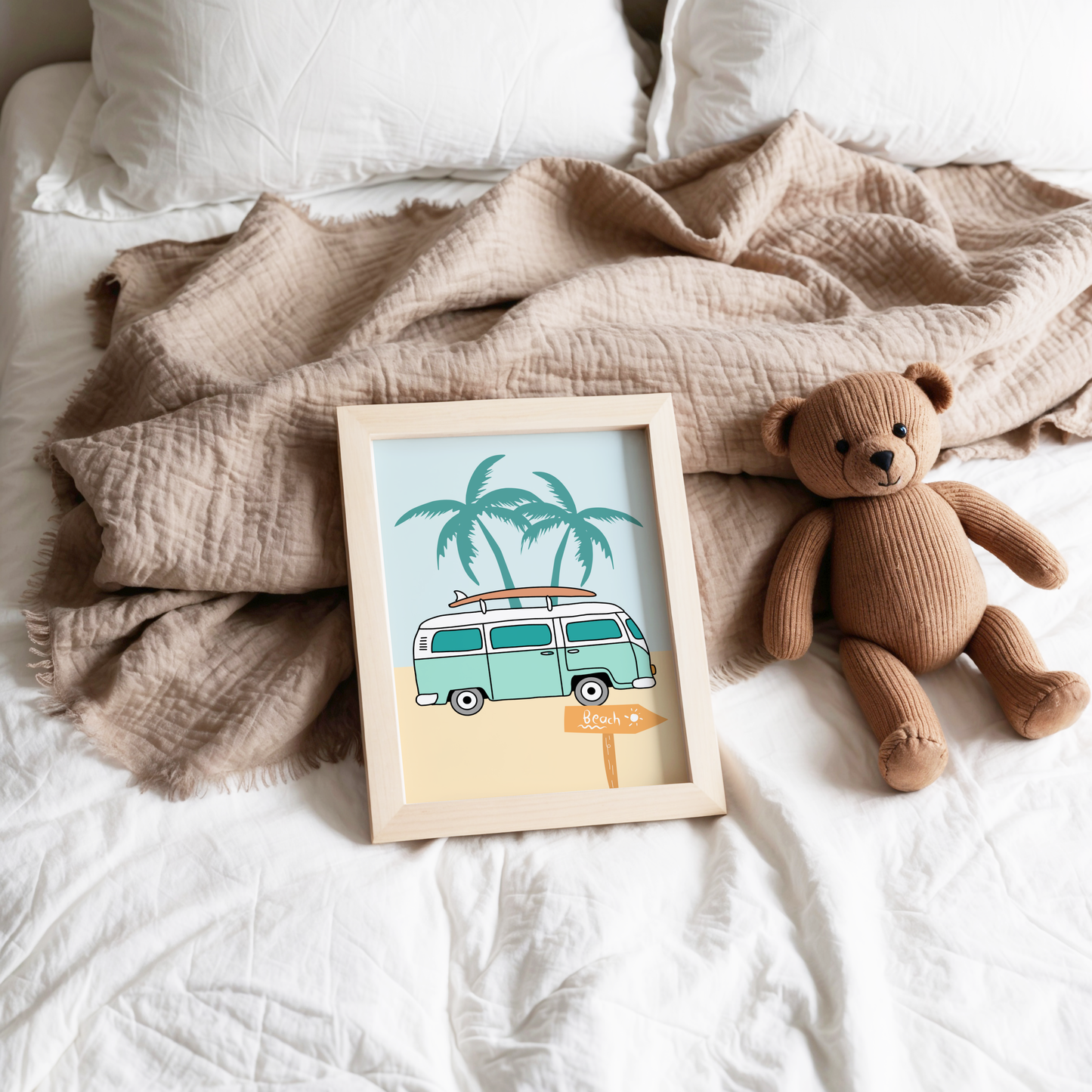 Kombi Van Beach Day Print