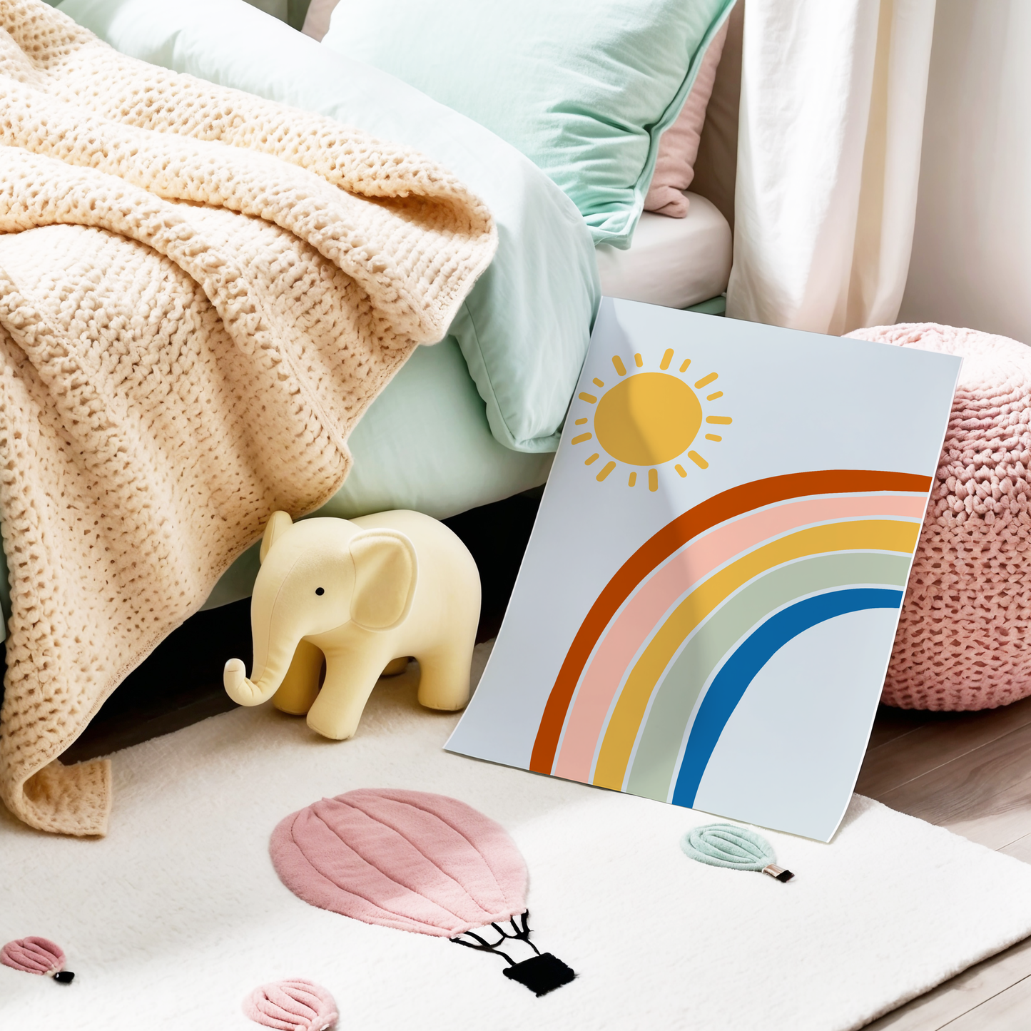 Rainbow and Sun Poster Print