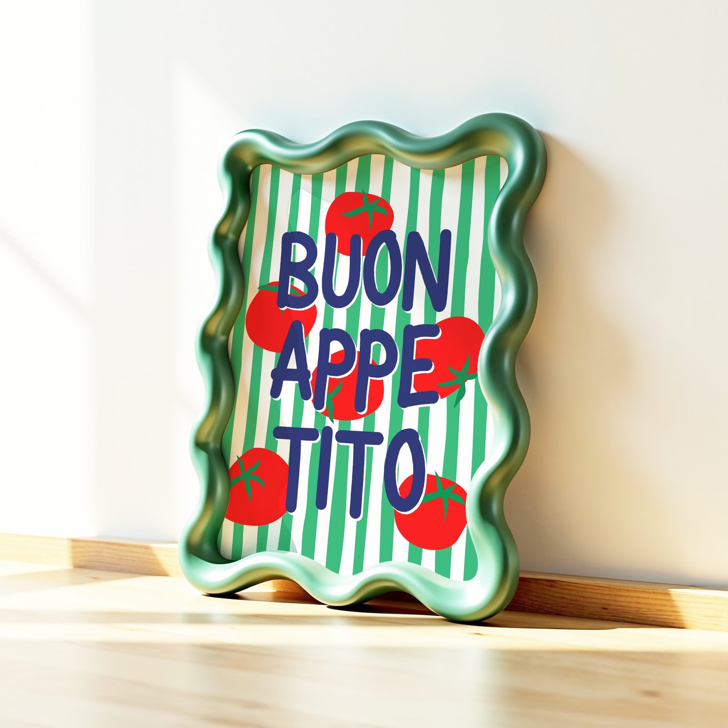 Buon Appetito Poster Print (Green and Navy Blue)