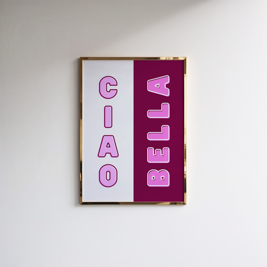 Ciao Bella Print (Merlot Pink and White)