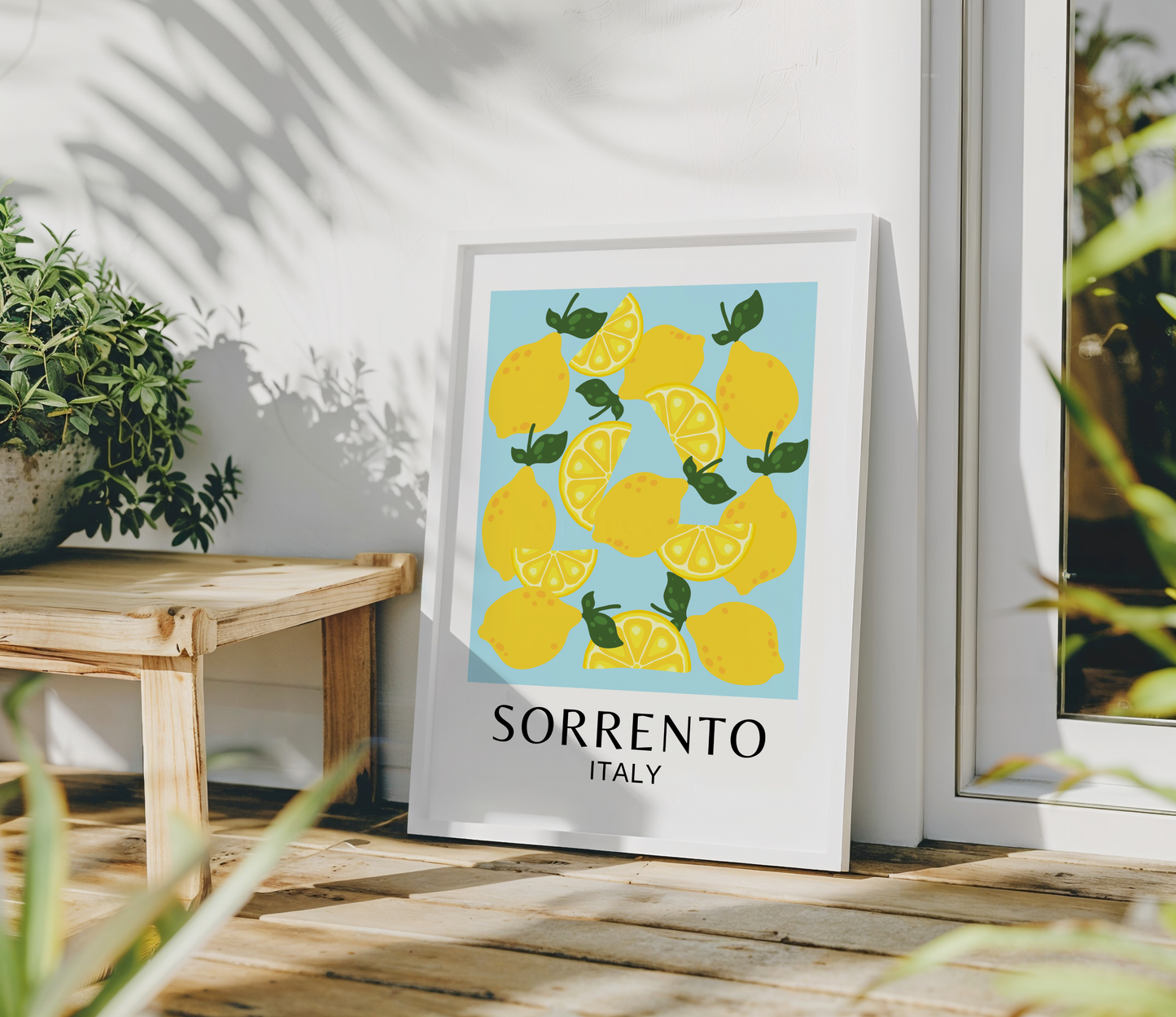 Sorrento Italy Lemons Print (Sky Blue)