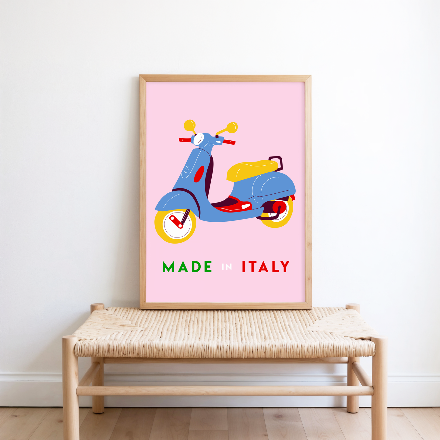 Vespa Made In Italy Poster Print (Pink)