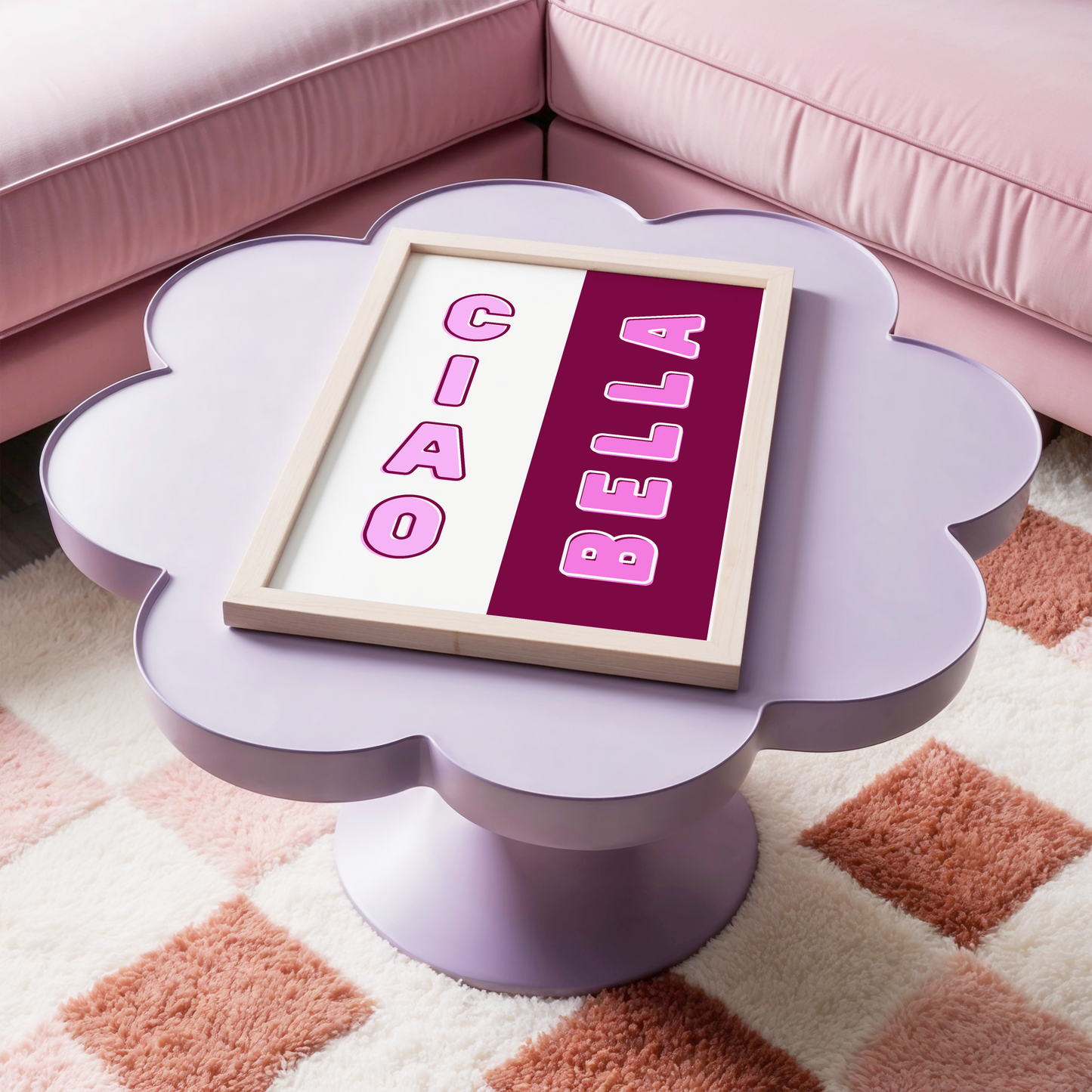 Ciao Bella Print (Merlot Pink and White)