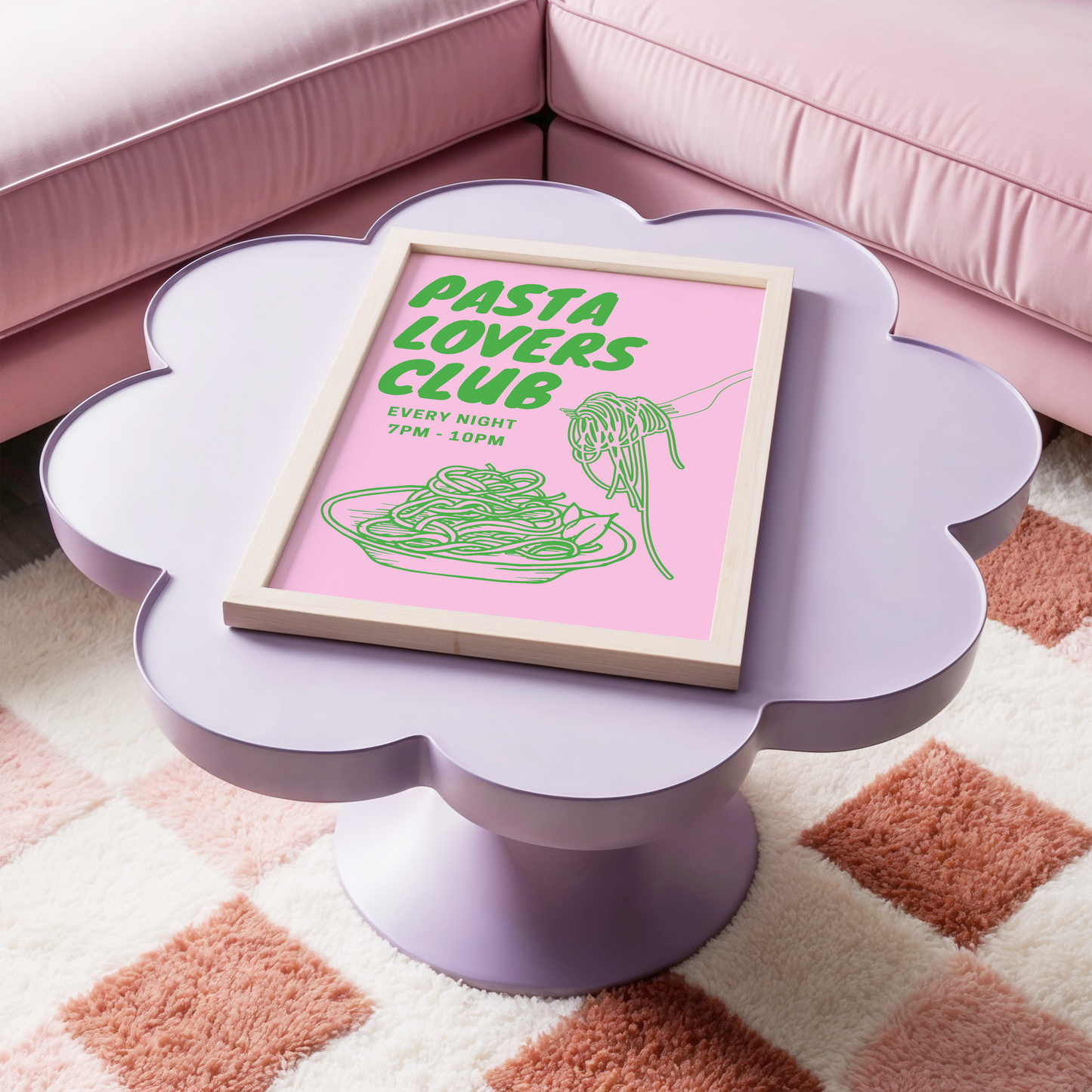 Pasta Lovers Club Print (Green and Pink)