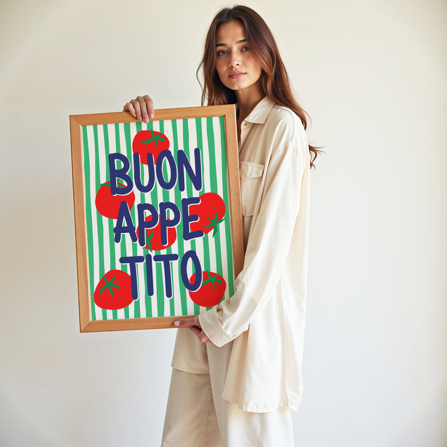 Buon Appetito Poster Print (Green and Navy Blue)