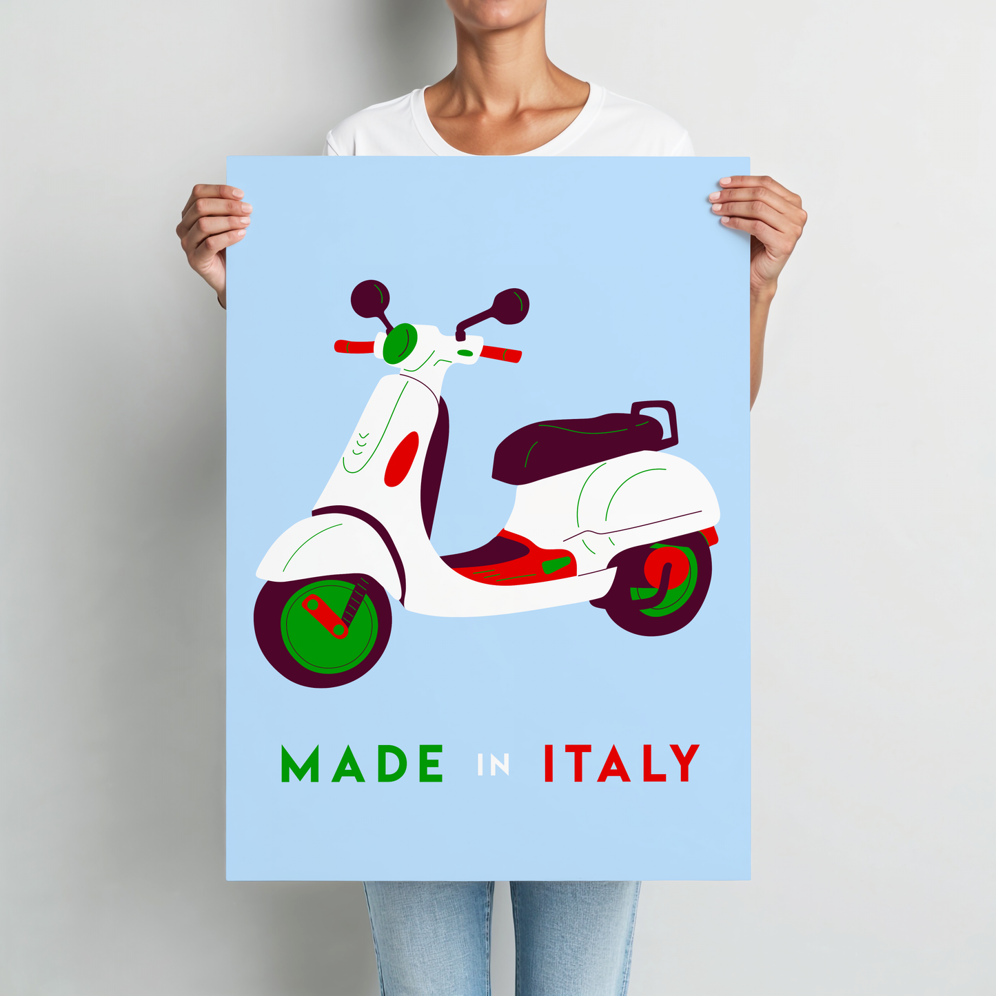 Vespa Made In Italy Poster Print (Blue)
