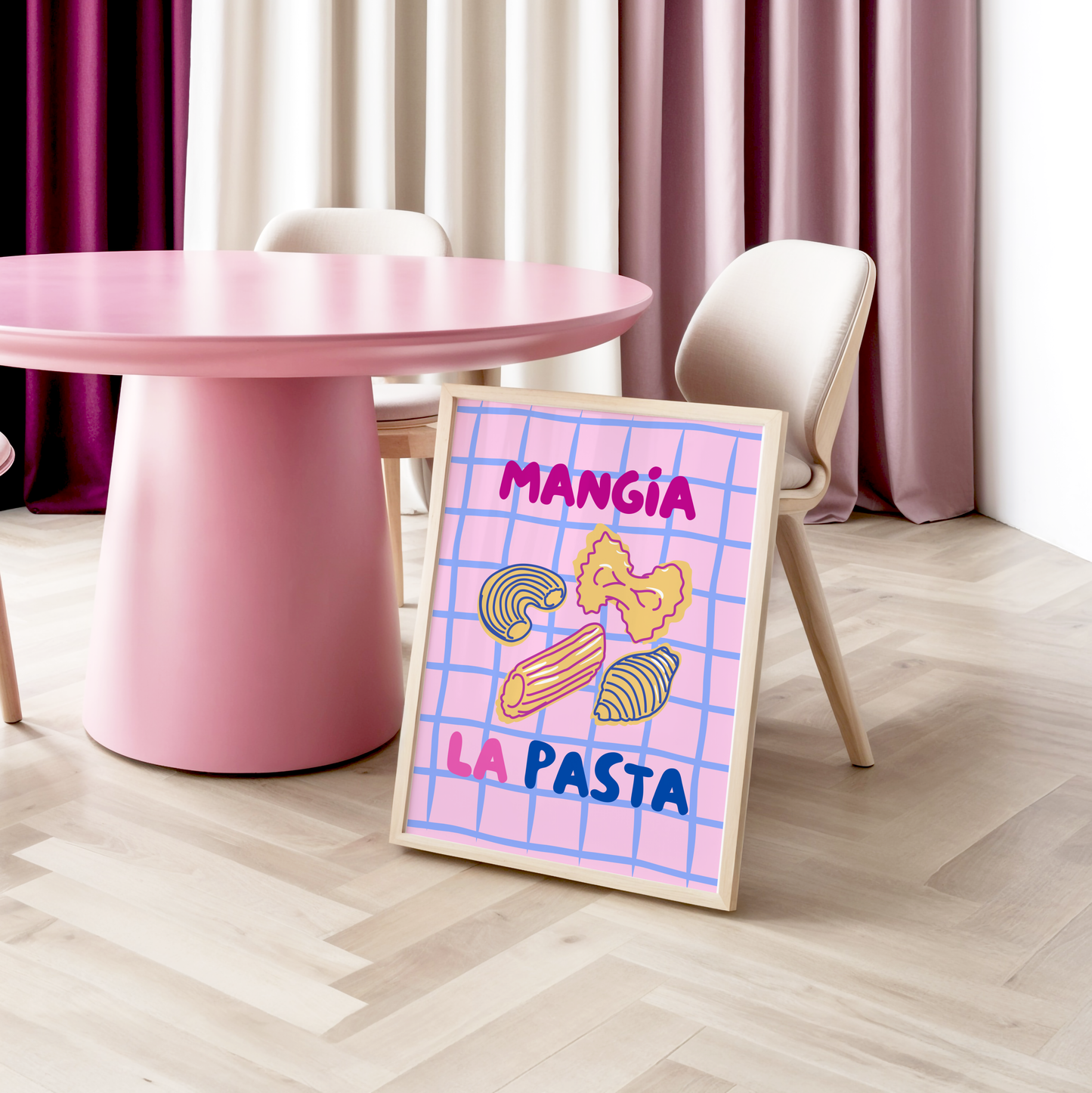 Mangia La Pasta Poster Print (Pink)
