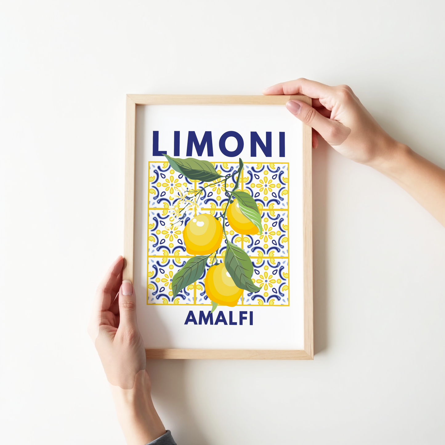 Limoni Amalfi Lemon Branch on Mosaic Tiles Poster Print