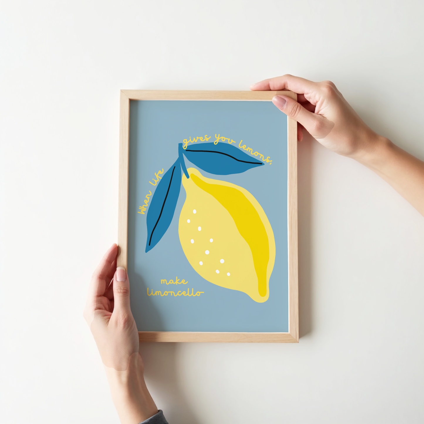 When Life Gives You Lemons, Make Limoncello Poster Print (Blue)