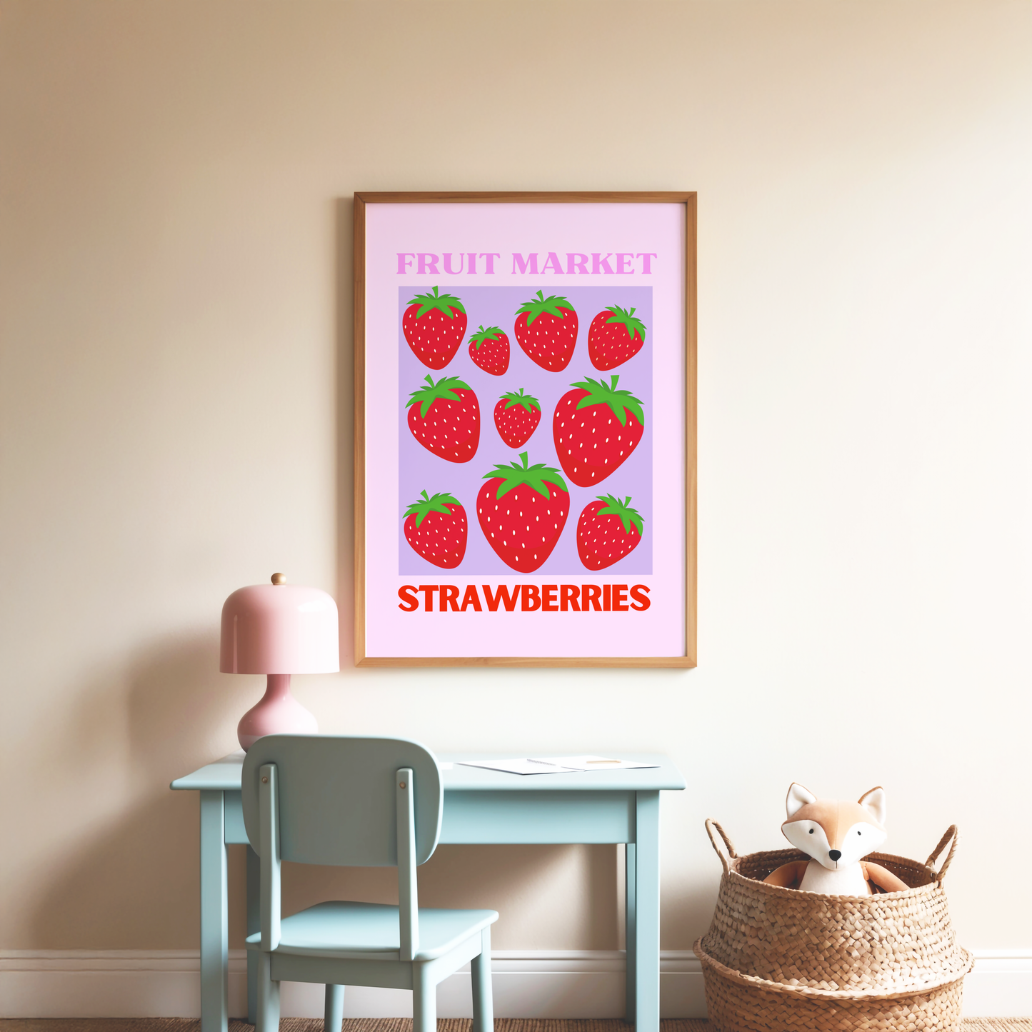 Fruit Market Strawberries Poster Print