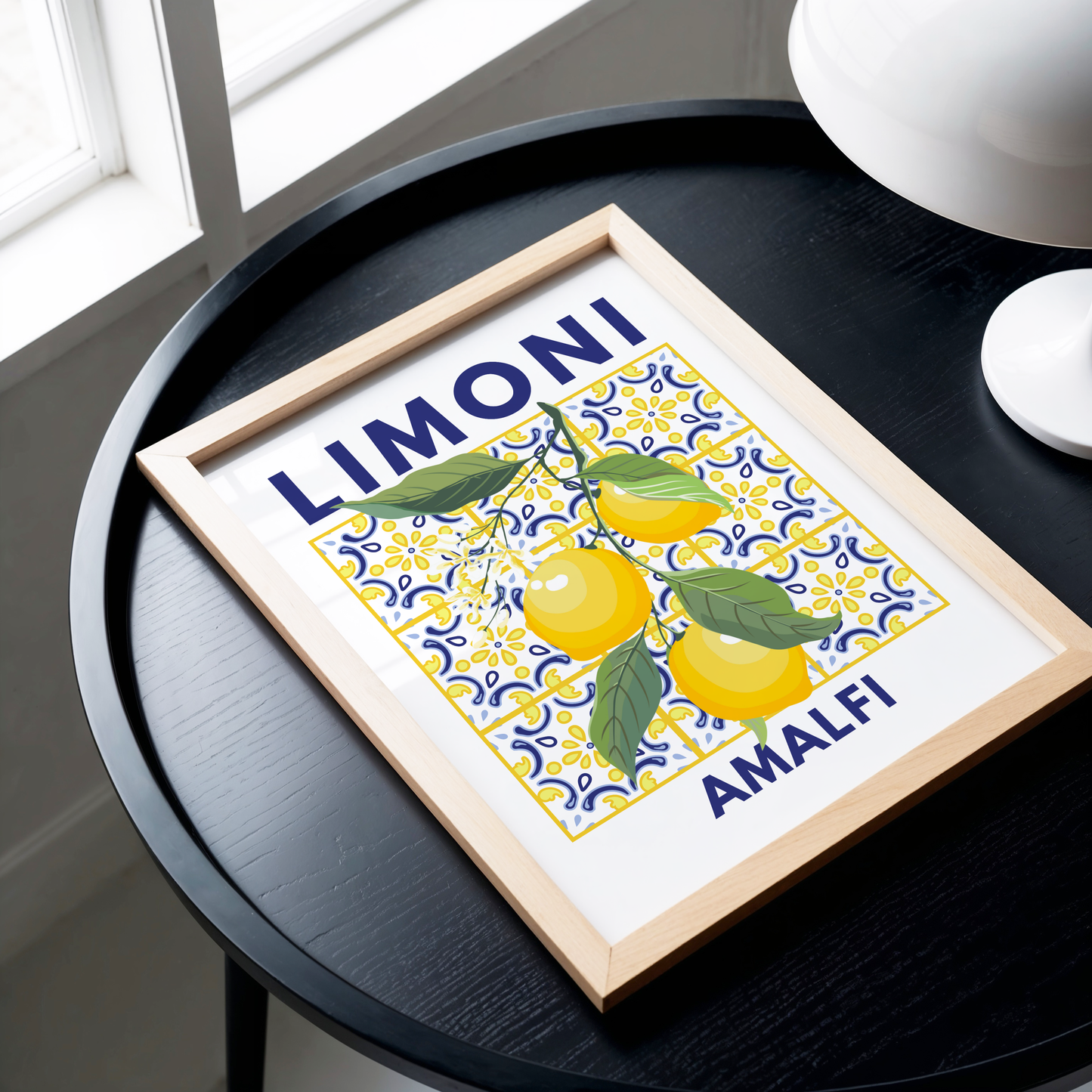 Limoni Amalfi Lemon Branch on Mosaic Tiles Poster Print