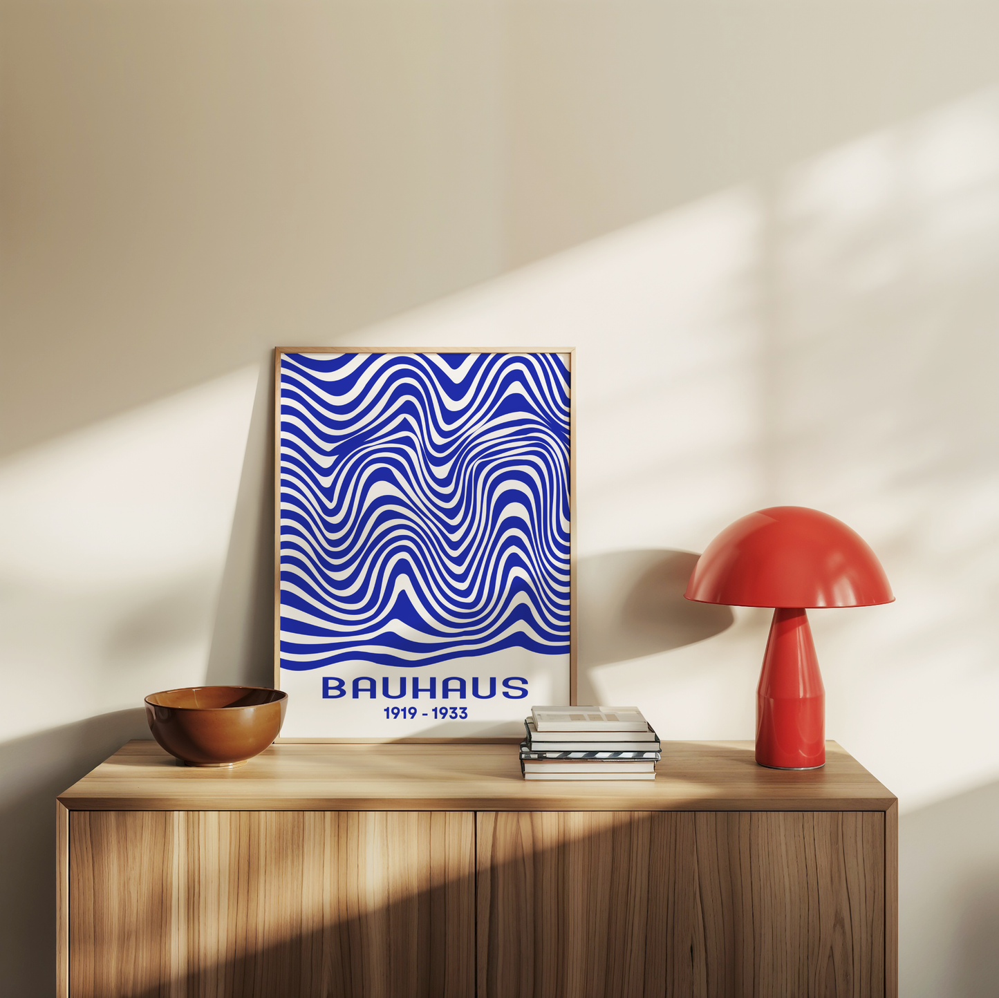 Bauhaus Blue Waves Poster Print