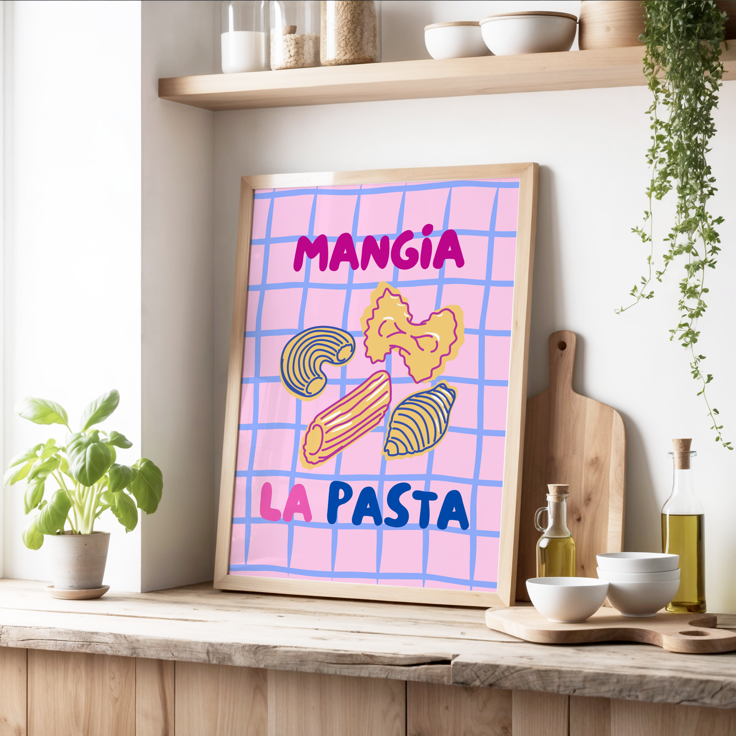 Mangia La Pasta Poster Print (Pink)