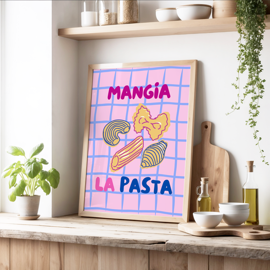 Mangia La Pasta Poster Print (Pink)