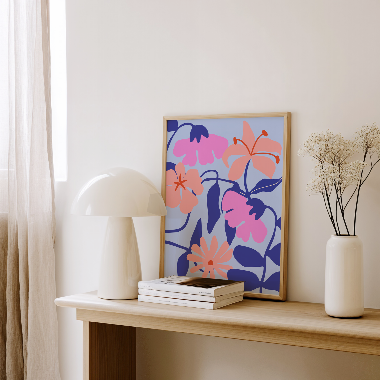 Orange and Pink Flowers Poster Print