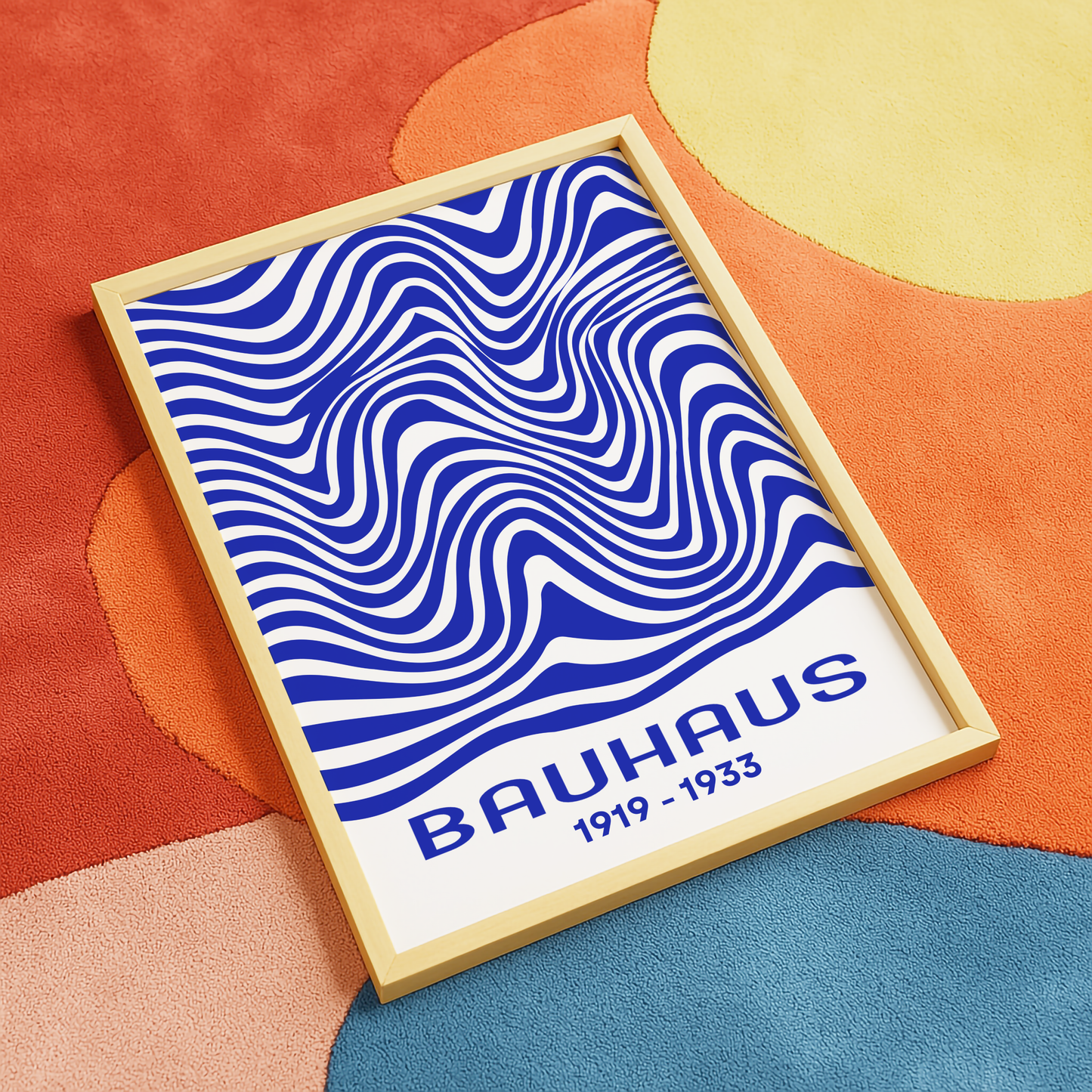 Bauhaus Blue Waves Poster Print