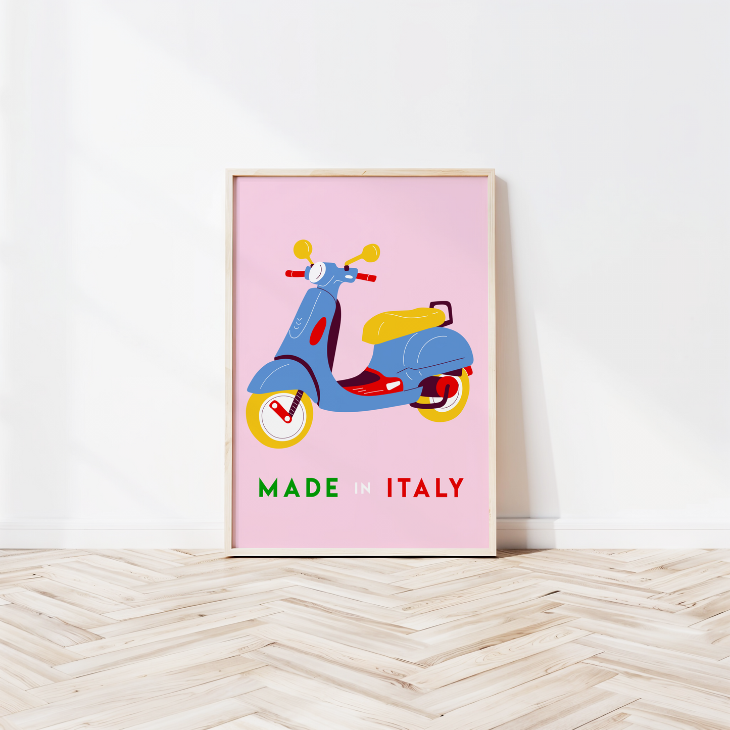 Vespa Made In Italy Poster Print (Pink)