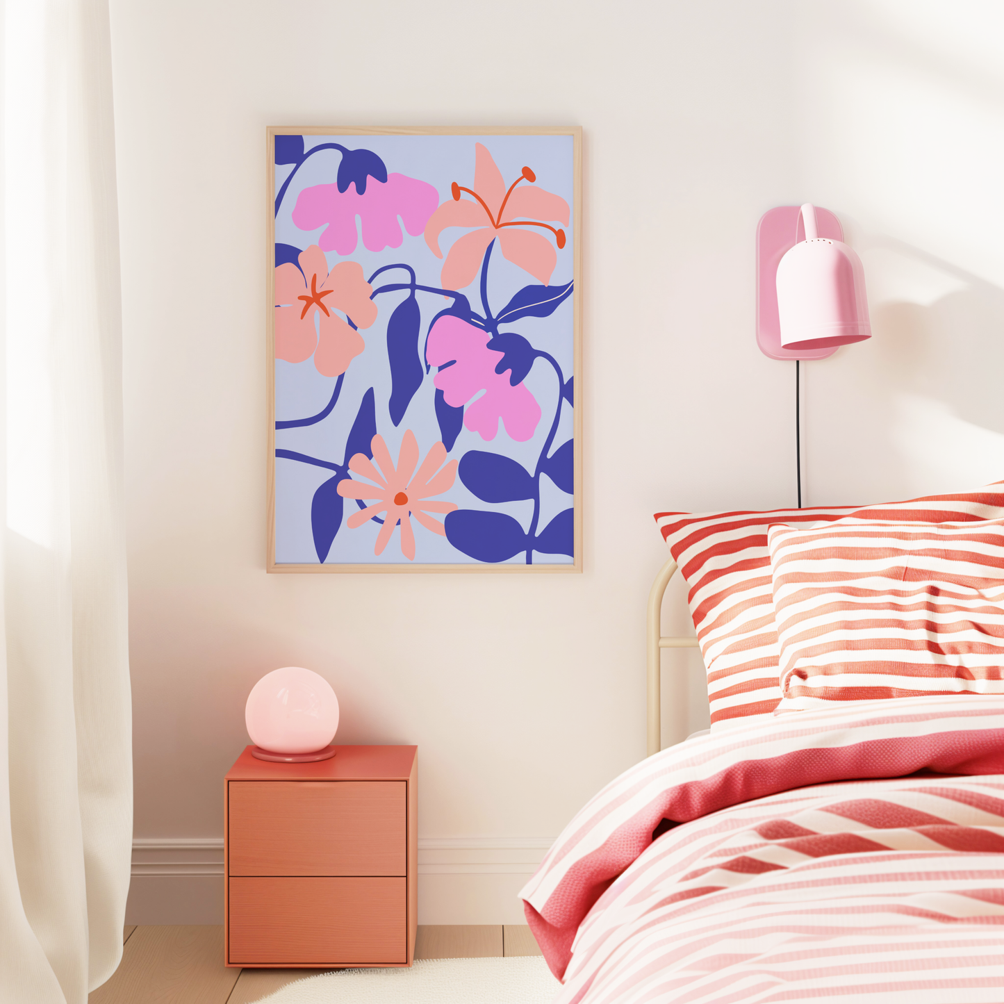 Orange and Pink Flowers Poster Print