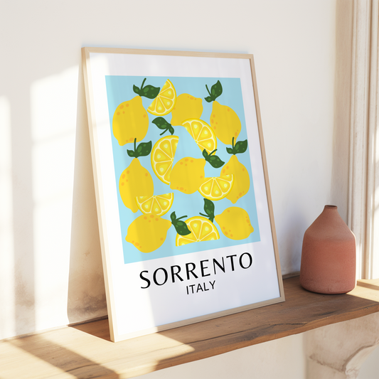 Sorrento Italy Lemons Print (Sky Blue)