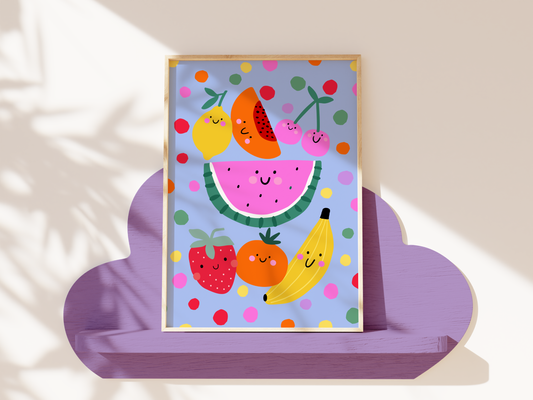 Smiley Fruit Poster Print